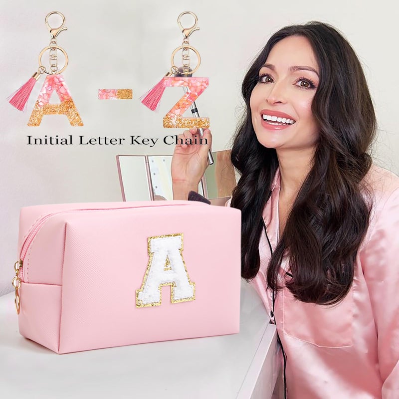 AIBFRID Birthday Gifts for Women Her Travel Cute Makeup Bag Large Capacity Cosmetic Bags for Women Makeup Pouch PU Leather Waterproof Cosmetic Bag (A  Pink) - Image 5